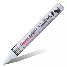 Маркер перманентный Pentel "Paint" 4,5 мм, с круглым наконечником, алюминиевый корпус, белый
