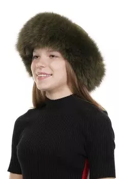 Шапка женская из натуральной кожи с песцом
