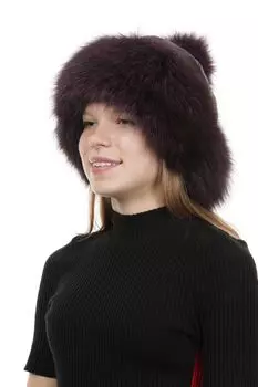 Шапка женская из натуральной кожи с песцом
