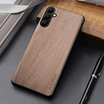 Чехол для Samsung Galaxy A05s A05, уникальный дизайн, легкий чехол из искусственной кожи с деревянным узором A05S чёрный