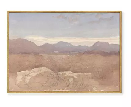 Репродукция картины на холсте A Mountainous View, North Wales, 1810г. (мультиколор, золотистый, 75)