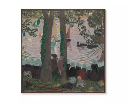 Репродукция картины на холсте Blessing of a Yacht on the Belon River, 1899г. (мультиколор, орех, 105)