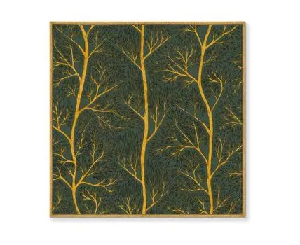 Репродукция картины на холсте Symphony of leaves, No 3, 2020г. (мультиколор, золотистый, 105)