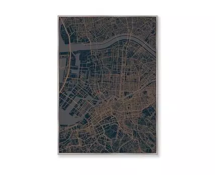 Репродукция картины на холсте Underground geometry of Tokyo, 2020г. (мультиколор, серебристый, 75)