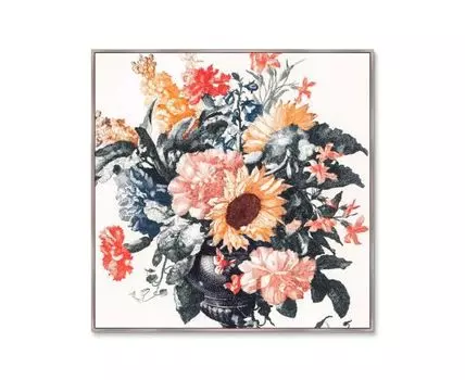 Репродукция картины на холсте Vase With Sunflowers and Carnations, 1698г. (мультиколор, 105)