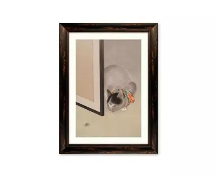 Репродукция картины в раме Cat Watching a Spider, 1888г. (темно-коричневый, 60,5)