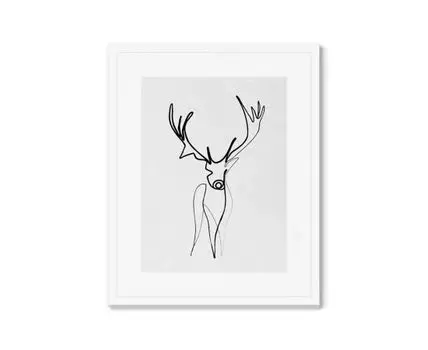 Репродукция картины в раме Deer (Белый, 42)