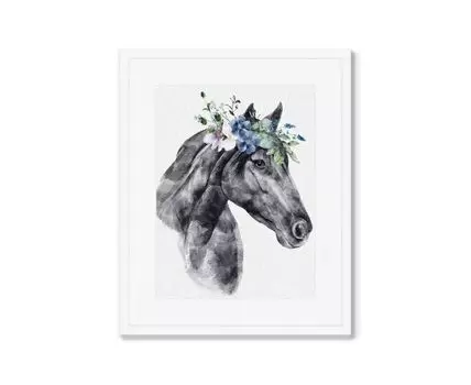 Репродукция картины в раме Graceful horse (Белый, 42)