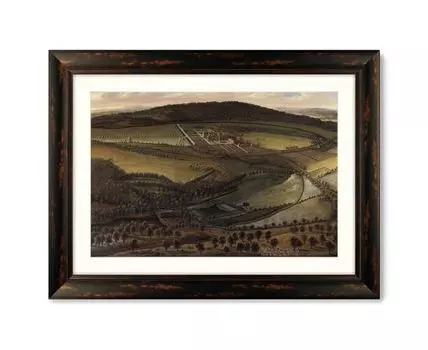 Репродукция картины в раме North Prospect of Hampton Court, Herefordshire, 1699г. (темно-коричневый, 80,5)