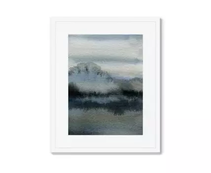 Репродукция картины в раме River bank in winter (Белый, 42)