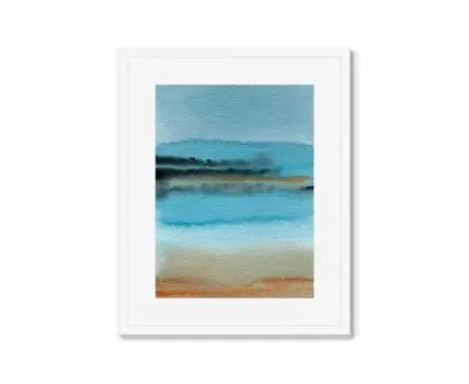 Репродукция картины в раме Sandy lakeshore in the morning mist (Белый, 42)