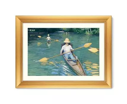 Репродукция картины в раме Skiffs on the Yerres, 1877г. (золотистый, 80,5)