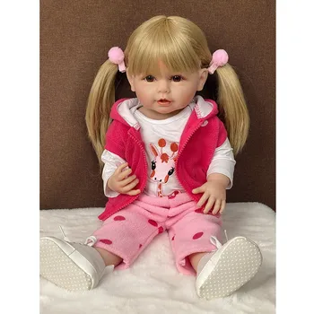 Реалистичные куклы Reborn Baby Girl, Бетти Рая, наклеенный парик, имитация волос, кукла 55 см, полностью силиконовое тело для купания, 22-дюймовая коллекция, художественная кукла, детские игрушки для игр Betty чёрный