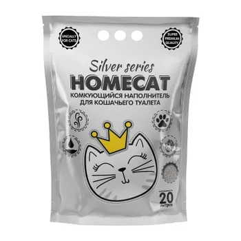HOMECAT SILVER SERIES комкующийся наполнитель премиум для кошачьих туалетов - 20 л (5 кг) повседневный премиум мешок Россия 1 уп. х 1 шт. х 5 кг