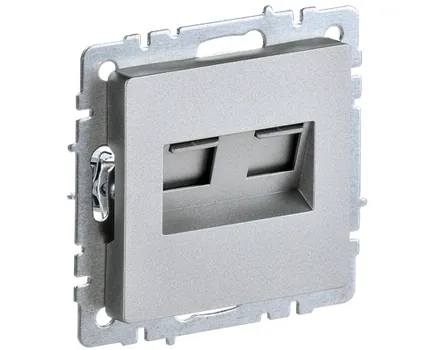 Розетка RJ-45+RJ-11 скрытый монтаж категория 5e, механизм без рамки, серебро, IEK BRITE РК/Т12-БрА (BR-KT20-O-1-K47)