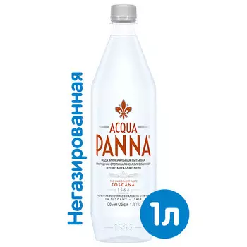 Вода Acqua Panna 1 литр, без газа, пэт, 12 шт. в уп.