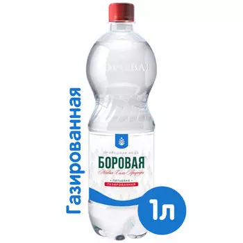 Вода Боровая природная 1 литр, газ, пэт, 6 шт. в уп.
