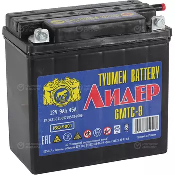 Мотоаккумулятор "Tyumen Battery" МОТО Лидер 9Ач о/п клемма под болт