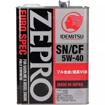 Моторное масло Idemitsu Zepro Euro Spec F-S SN/CF 5W-40