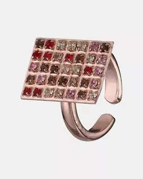 Прямоугольное кольцо цвета "rose gold" с вставками из фианитов, р. Безразмера, цвет Золотистый