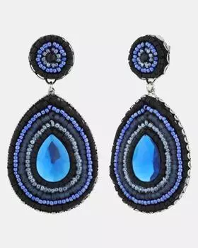 Серьги из бисера с кристаллом