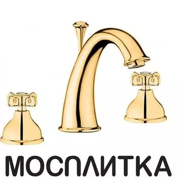 Смеситель для раковины Webert Ottocento OT750101010 с донным клапаном, золото