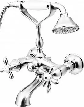 Смеситель для ванны и душа Timo Ritz 0144Y silver cross с душевым гарнитуром