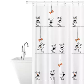 TATKRAFT Штора для ванной Tatkraft Funny Dogs текстиль 180х180 сm