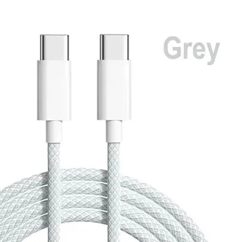Кабель PD 60 Вт USB C к USB Type C для iPhone 15 Pro MAX iPad MAC Type C, быстрое зарядное устройство для Xiaomi Redmi Samsung S22 1m серый