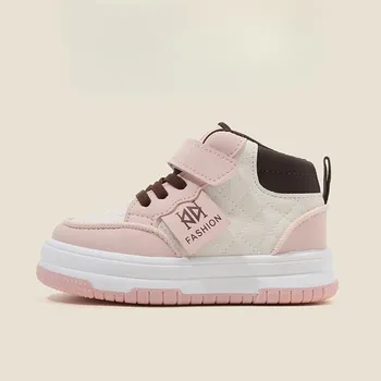 Children s Sports Shoes 2025 Spring and Autumn Boys High Top Casual Board Shoes Girls Soft Soled Small White Shoes 21 хаки