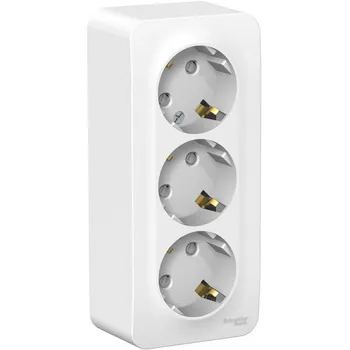 Розетка тройная с заземлением и шторками (белый) Systeme Electric Blanca BLNRA011311