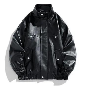 Jacket Men s Simulated Leather Thickened Short Spring and Autumn Bomber Jacket Jacket for Men M