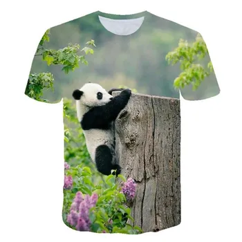 Футболка с принтом «Kawaii Animal Panda 3D» Модная уличная одежда Мужские и женские футболки с круглым вырезом Футболки с коротким рукавом Harajuku Детские топы Одежда XL