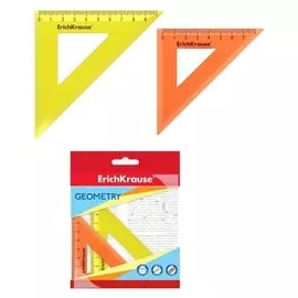 Набор чертежный малый 2 пр Erichkrause Neon (Угольн 7см/45° - оранж, 9см/45° - желт) 49561