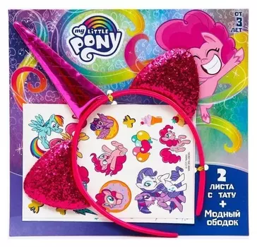 Набор детских татуировок с ободком "Пинки пай" My Little Pony