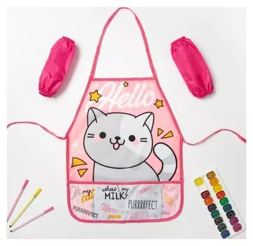 Набор детский для творчества "Этель""hello Cat" фартук 49 х 39 см и нарукавники