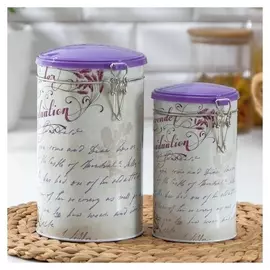 Набор банок для сыпучих продуктов «Лаванда», 2 шт, 16×9×11,5 см, 13,5×12×19,5 см
