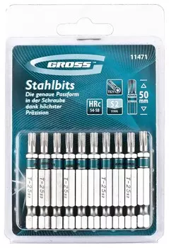 Набор бит Torx 25 х 50, сталь S2, 10 шт.