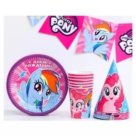 Набор бумажной посуды "С днем рождения!", My Little Pony, на 6 персон