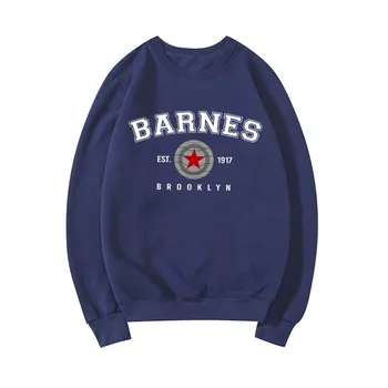 Винтажная толстовка унисекс с круглым вырезом Barnes 1917, толстовки с зимним солдатом, женская толстовка в стиле Харадзюку с графикой, повседневные кофты в стиле ретро, топ S чёрный