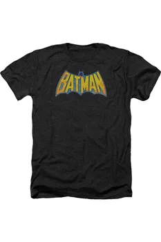 DC Comics Batman Neon Distress Logo для взрослых Heather Tee / футболка Gildan, черный