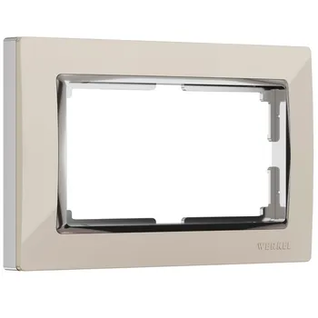 Рамка для двойной розетки Snabb (слоновая кость/хром) Werkel W0081903 (a051648)