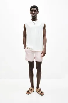 Плавки полосатые из ткани сирсакер Pull And Bear, розовый