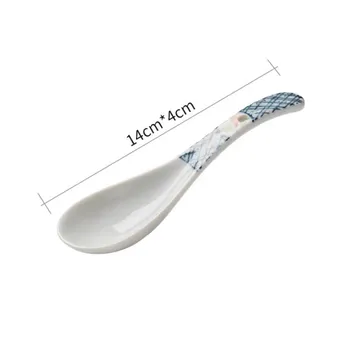 Керамическая десертная кофейная ложка, фарфоровая ложка для супа, расписная ложка для перемешивания, посуда, кухонная утварь A