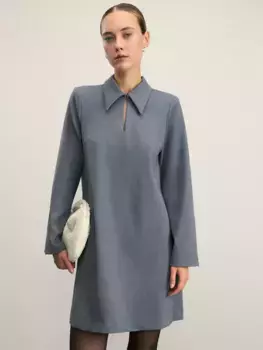 Платье мини с отложным воротником
