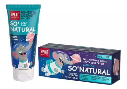 Зубная паста для детей 6-11 лет Junior So' Natural 55мл (баббл гам)