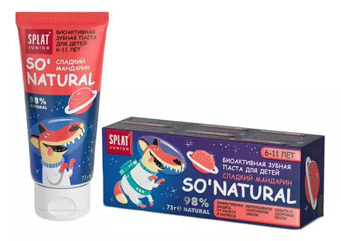Зубная паста для детей 6-11 лет Junior So' Natural 73г (сладкий мандарин)