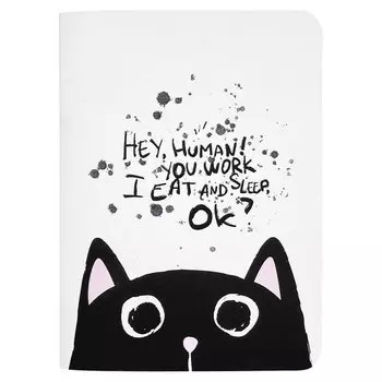 Блокнот Be Smart Hey human Кот, в клетку, 32 листа, А6