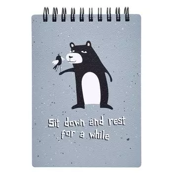 Блокнот Be Smart, коллекция Silly Медведь, 102 х 142 мм, 100 листов, в клетку, на спирали