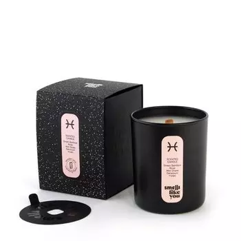 Ароматическая свеча черная Smells Like You "Рыбы" зелёный бамбук и дикая фиалка, 225 мл